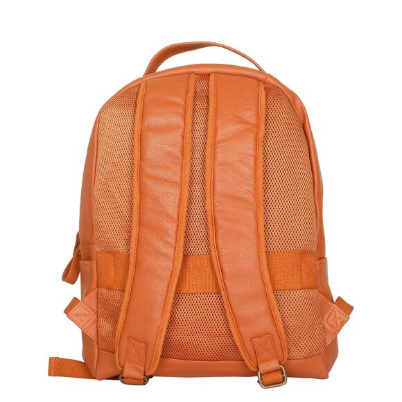 Genuine Leather Backpack |16" H Orange Travel Backpack for Women & Men Daily Use - Picture 10 of 10